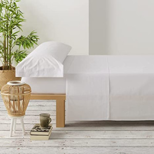 Juego de Sabanas de Cama （90x190/200）-（150x190/200 ）– Sabanas 100% Poliéster – 3 Piezas – Blanco