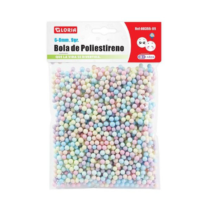 Bola de pliestireno Colores pastel 6-8 mm 9gr.