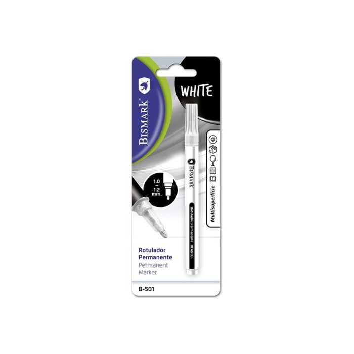 Rotulador permanente blanco con punta redonda 1,2 mm.