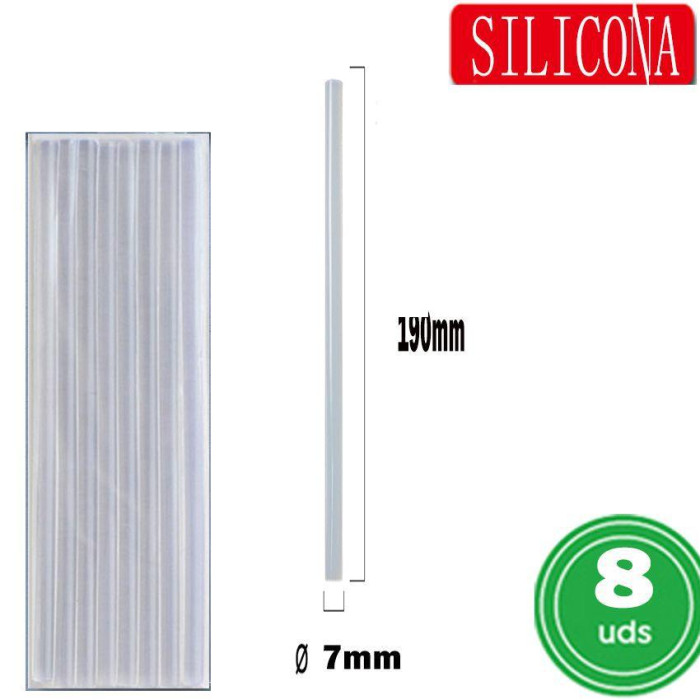 Barra Silicona Fina 7,5 mm x27,5 cm largo x20 unidades