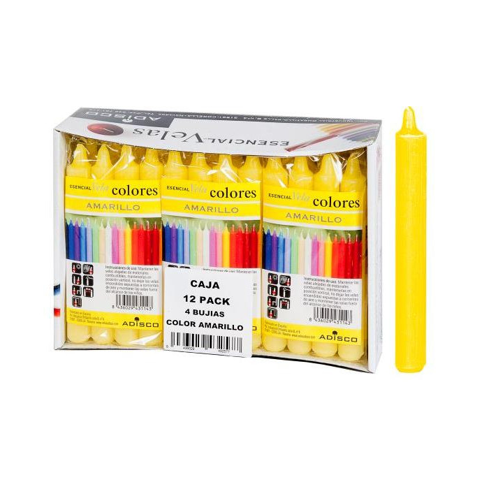 Pack 4 Velas Cilindrica AMARILLO