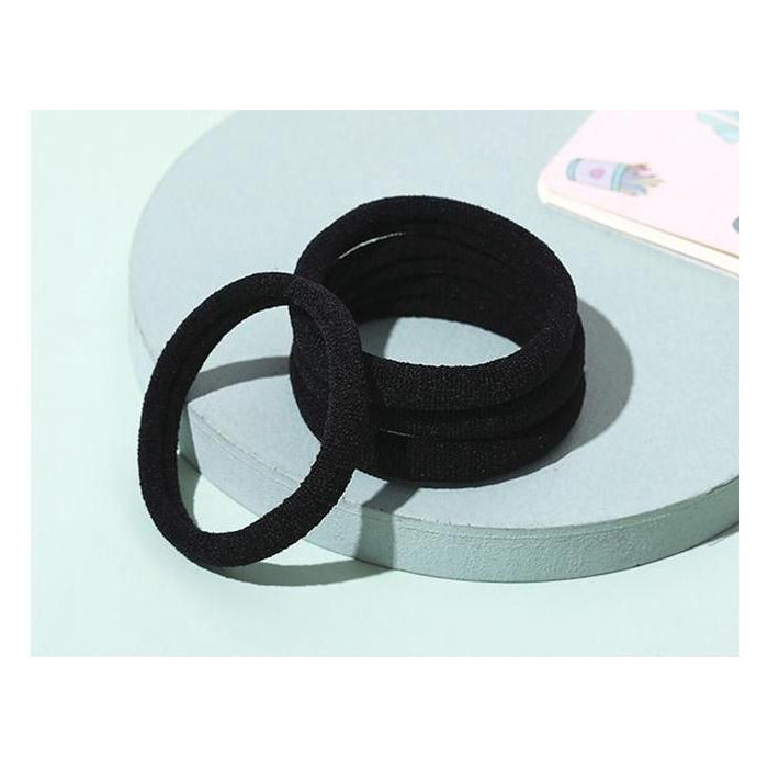 4 gomas de pelo 6.5CM, color negro, ideal para el uso diario Goma elástica para el pelo, sin alambre, para mujeres y niñas
