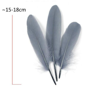 Plumas de Color GRIS ,12 piezas de Plumas para Manualidades Tamaños 15-18CM