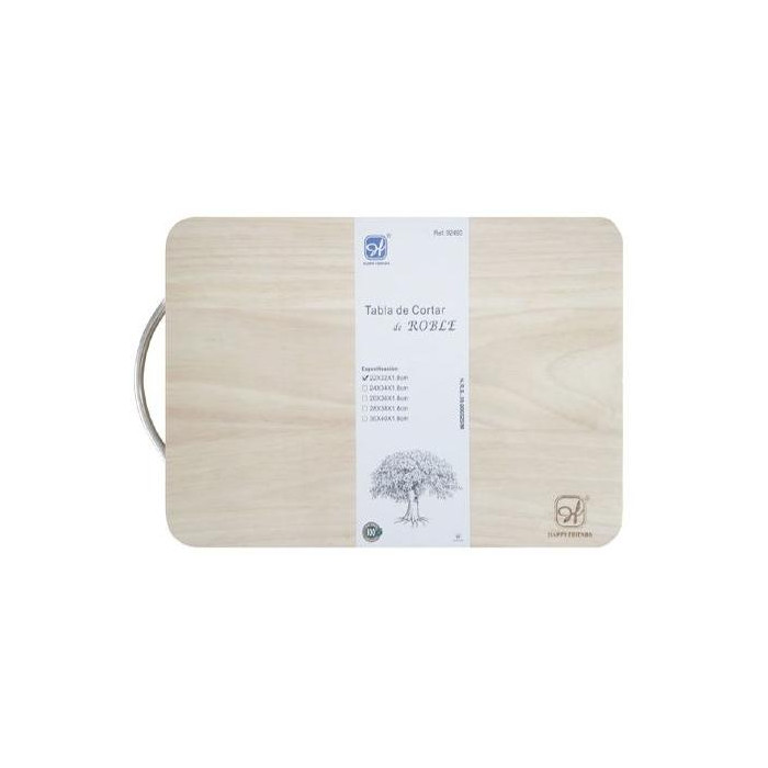 Tabla de cortar de madera de roble Premium. Tabla de corte extra 32 cm x 22 cm x 1.8 cm Natural