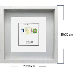 Marcos con Profundidad 30x30cm (Medida Interior de paspartú 20x20cm) (Blanco) Chely Intermarket