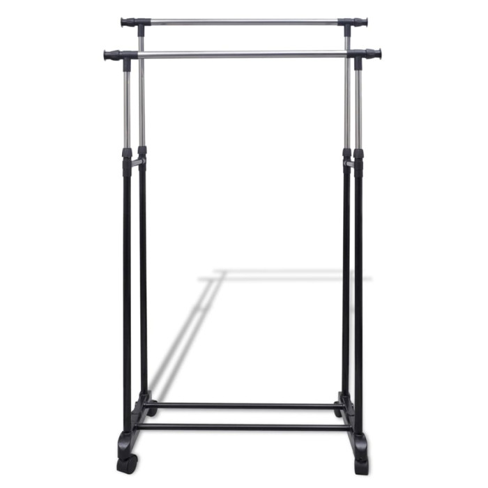 Perchero ajustable para ropa 4 ruedas 2 barras
