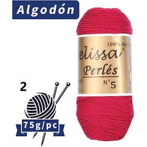 Hilo de Algodón para Ganchillo Hilado 100% Algodón para DIY y Tejer a Mano (1u*70 g), Agujas Talla 2/5,