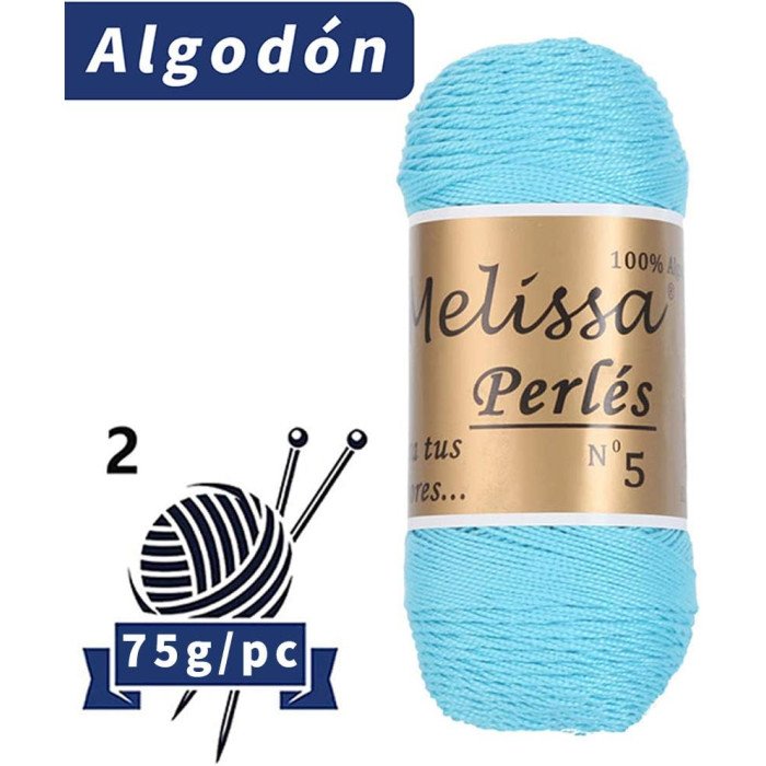 Hilo de Algodón para Ganchillo Hilado 100% Algodón para DIY y Tejer a Mano (1u*70 g), Agujas Talla 2/5,