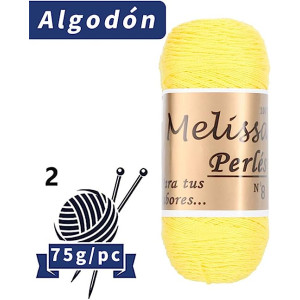 Melissa Perlés 8 - Hilo de Algodón para Ganchillo Hilado 100% Algodón para DIY y Tejer a Mano (1u*70 g), Agujas Talla 2