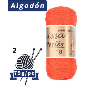 Melissa Perlés 8 - Hilo de Algodón para Ganchillo Hilado 100% Algodón para DIY y Tejer a Mano (1u*70 g), Agujas Talla 2