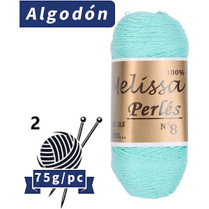 Melissa Perlés 8 - Hilo de Algodón para Ganchillo Hilado 100% Algodón para DIY y Tejer a Mano (1u*70 g), Agujas Talla 2