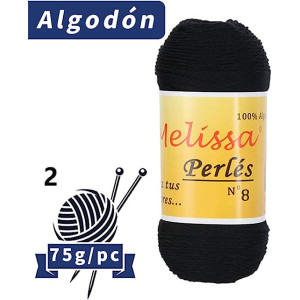 Melissa Perlés 8 - Hilo de Algodón para Ganchillo Hilado 100% Algodón para DIY y Tejer a Mano (1u*70 g), Agujas Talla 2