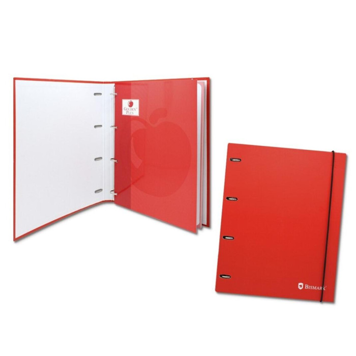 carpeta bismark carton 4 anillas a4 con recambio rojo