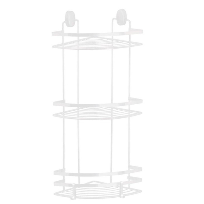 Estanteria de ducha con Ganchos - modelo de esquina - 3 capas - blanco - 50 cm - metal - Soportes de ducha y baño