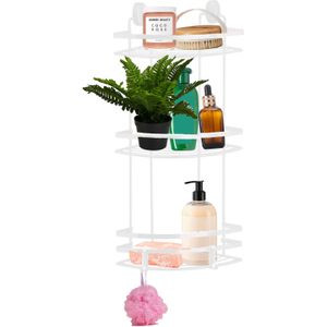 Estanteria de ducha con Ganchos - modelo de esquina - 3 capas - blanco - 50 cm - metal - Soportes de ducha y baño