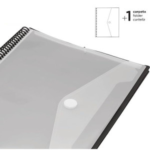 Carpeta Clasificadora con Espiral, Fundas de Plástico, 40 Fundas Negro A4,