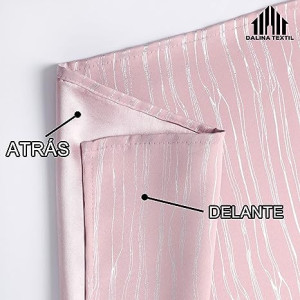 Cortina Salón Dormitorio diseño Rayas de Brillo Plateado con Ojales para Ventana Cocina Comedor 140x260cm Rosa
