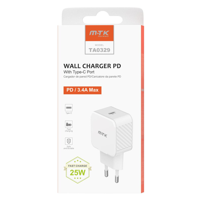 Cargador de Red Rapida fay , 1Punto PD 25W Type C- Blanco