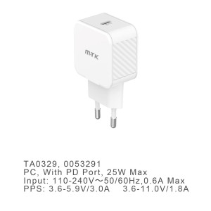 Cargador de Red Rapida fay , 1Punto PD 25W Type C- Blanco