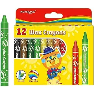 Ceras de Colores para Niños - Caja de 12 - Medida 10 x 1,1 cm - Colores  Brillantes - Resistentes y Fácil Afilado
