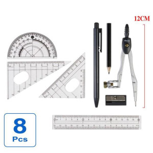 8 piezas Set de Geometría,Compas de Dibujo Maths Kit para Escuela,