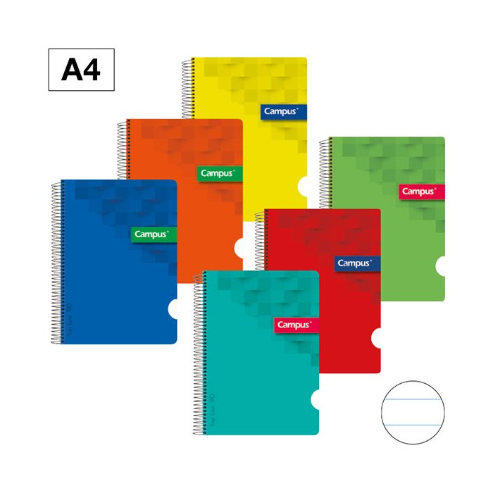 Campus -Cuaderno Espiral Rayado A4 Campus Pp 80 Hojas 90 Gr Colores Surtidos