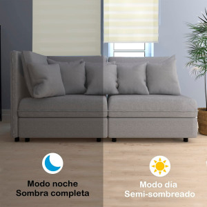 Estor Enrollable de Doble Capa, Noche y Día, translúcido yoscurecido  BEIGE  45/60/80/100/120/135/160 X 180 CM