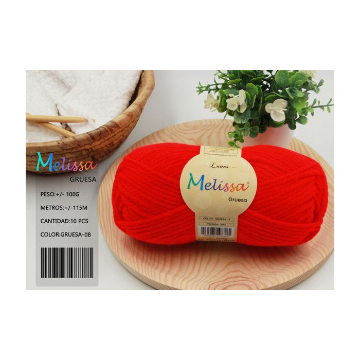 Melissa Hilo 100% Acrilico Ovillo de Lana Gruesa 115m 100g para DIY Tejer y Ganchillo, Certificado OEKO-TEX Standard 100