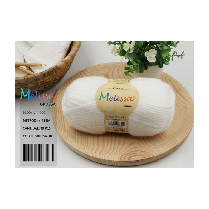 Melissa Hilo 100% Acrilico Ovillo de Lana Gruesa 115m 100g para DIY Tejer y Ganchillo, Certificado OEKO-TEX Standard 100