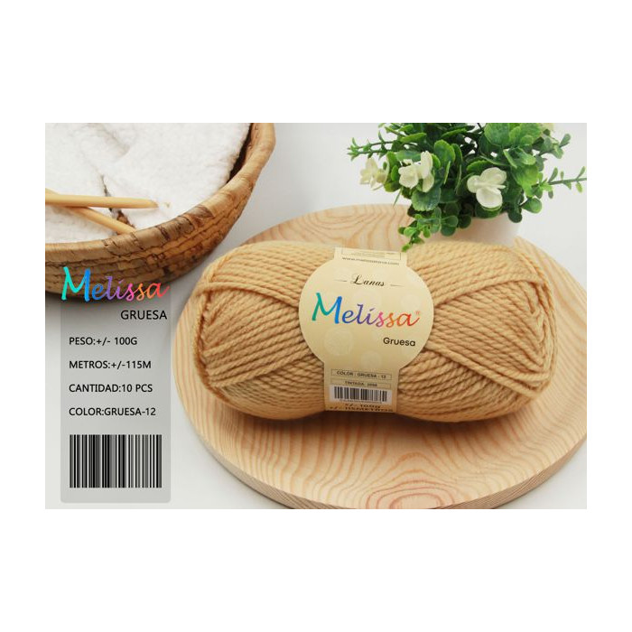 Melissa Hilo 100% Acrilico Ovillo de Lana Gruesa 115m 100g para DIY Tejer y Ganchillo, Certificado OEKO-TEX Standard 100