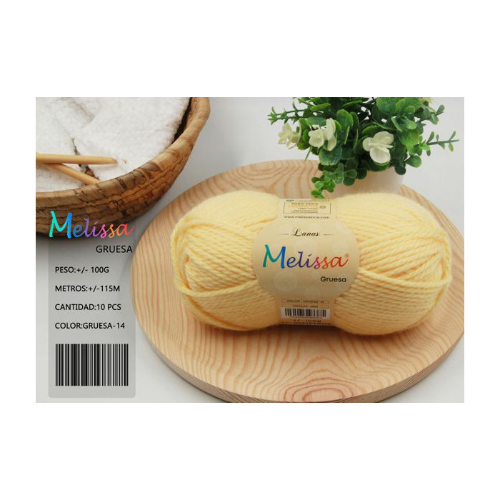 Melissa Hilo 100% Acrilico Ovillo de Lana Gruesa 115m 100g para DIY Tejer y Ganchillo, Certificado OEKO-TEX Standard 100