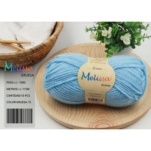 Melissa Hilo 100% Acrilico Ovillo de Lana Gruesa 115m 100g para DIY Tejer y Ganchillo, Certificado OEKO-TEX Standard 100
