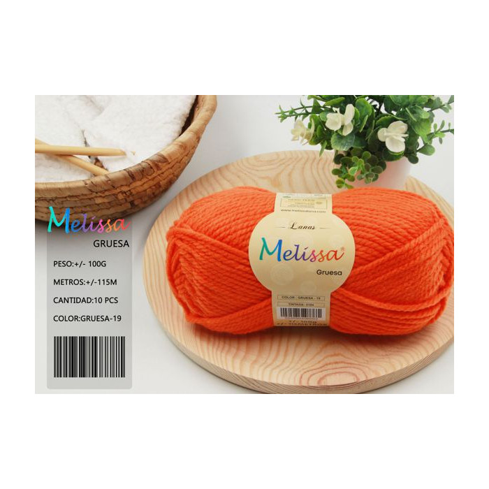 Melissa Hilo 100% Acrilico Ovillo de Lana Gruesa 115m 100g para DIY Tejer y Ganchillo, Certificado OEKO-TEX Standard 100