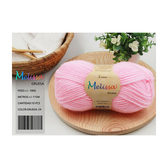 Melissa Hilo 100% Acrilico Ovillo de Lana Gruesa 115m 100g para DIY Tejer y Ganchillo, Certificado OEKO-TEX Standard 100