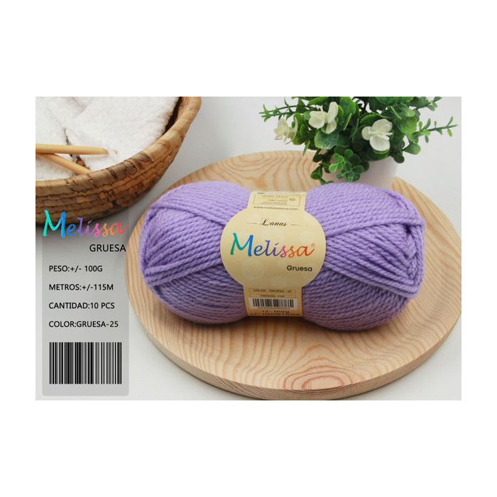 Melissa Hilo 100% Acrilico Ovillo de Lana Gruesa 115m 100g para DIY Tejer y Ganchillo, Certificado OEKO-TEX Standard 100