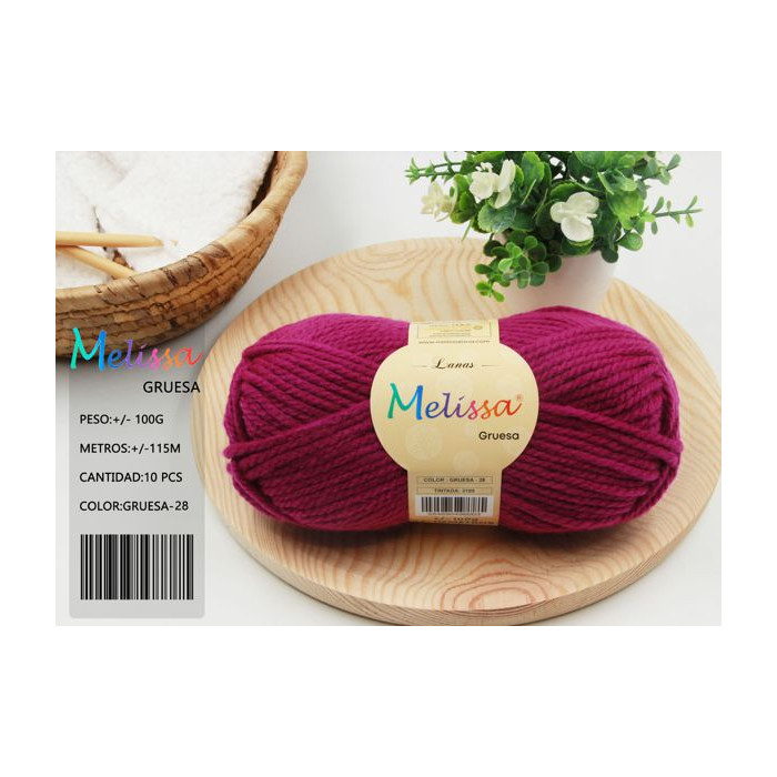 Melissa Hilo 100% Acrilico Ovillo de Lana Gruesa 115m 100g para DIY Tejer y Ganchillo, Certificado OEKO-TEX Standard 100