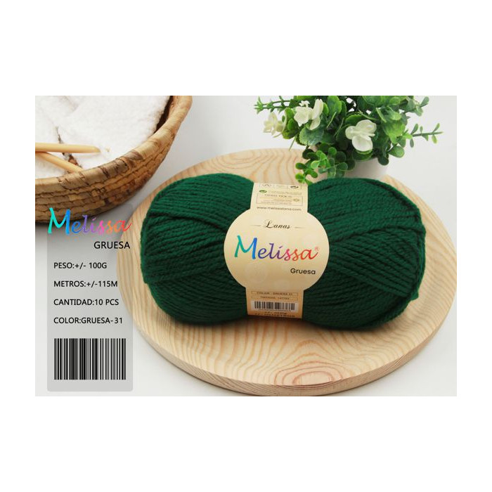 Melissa Hilo 100% Acrilico Ovillo de Lana Gruesa 115m 100g para DIY Tejer y Ganchillo, Certificado OEKO-TEX Standard 100