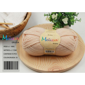 Melissa Hilo 100% Acrilico Ovillo de Lana Gruesa 115m 100g para DIY Tejer y Ganchillo, Certificado OEKO-TEX Standard 100