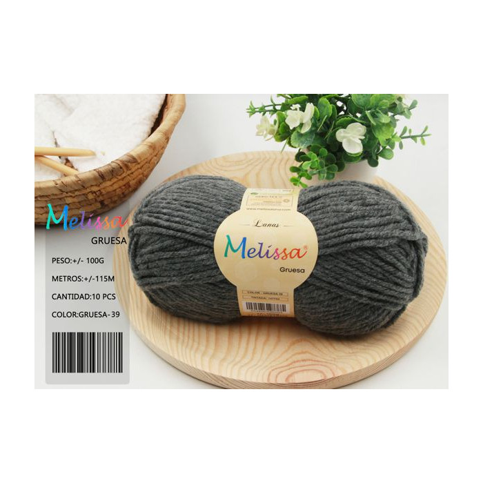 Melissa Hilo 100% Acrilico Ovillo de Lana Gruesa 115m 100g para DIY Tejer y Ganchillo, Certificado OEKO-TEX Standard 100