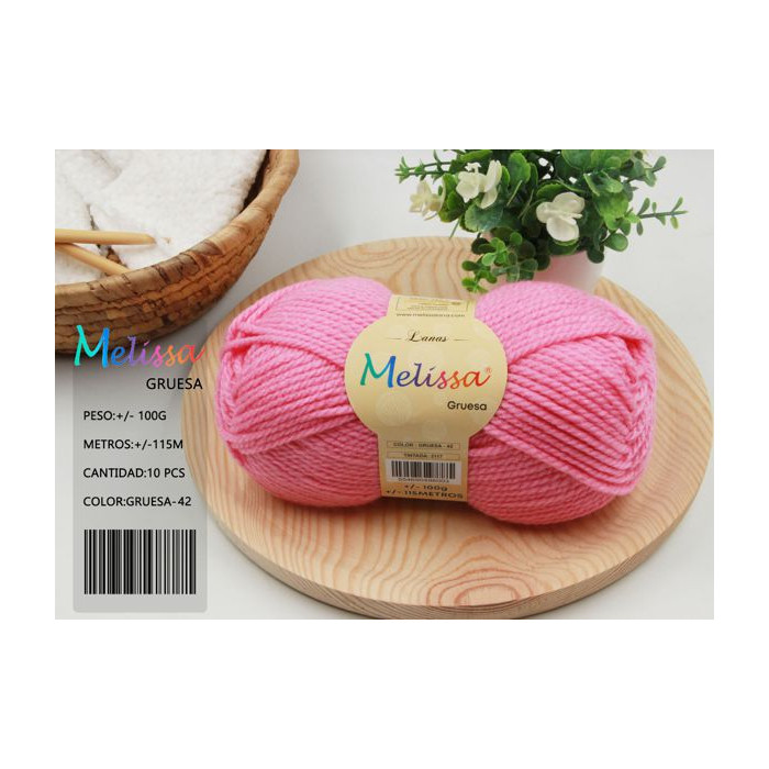 Melissa Hilo 100% Acrilico Ovillo de Lana Gruesa 115m 100g para DIY Tejer y Ganchillo, Certificado OEKO-TEX Standard 100