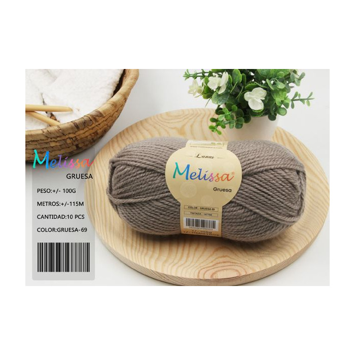 Melissa Hilo 100% Acrilico Ovillo de Lana Gruesa 115m 100g para DIY Tejer y Ganchillo, Certificado OEKO-TEX Standard 100