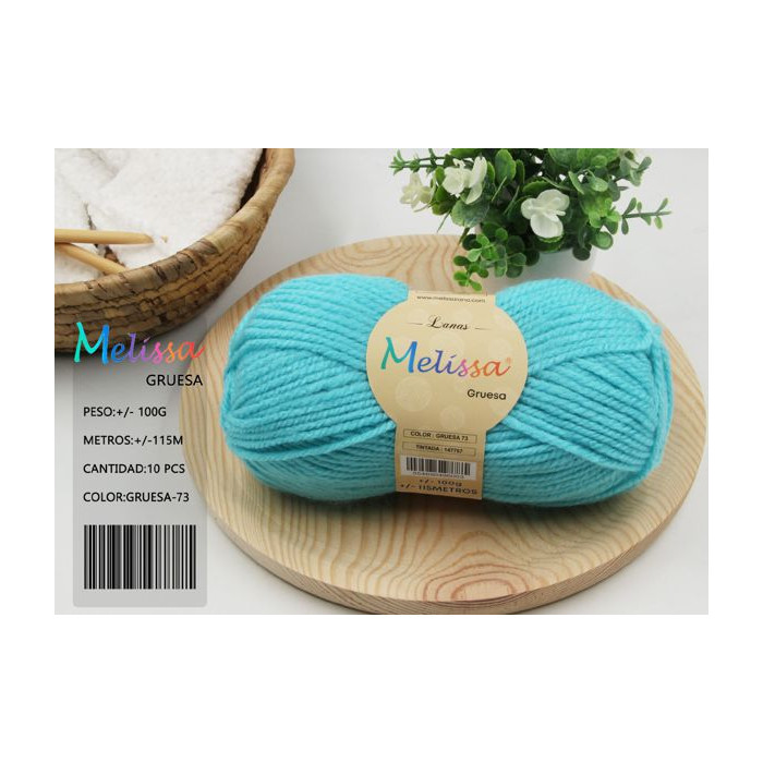 Melissa Hilo 100% Acrilico Ovillo de Lana Gruesa 115m 100g para DIY Tejer y Ganchillo, Certificado OEKO-TEX Standard 100