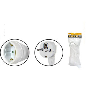 Cable Extensible con PROTECCIÓN, Cable Extensible electrico 1.5 Metros 250V / 16A / máx. 3680W Blanco