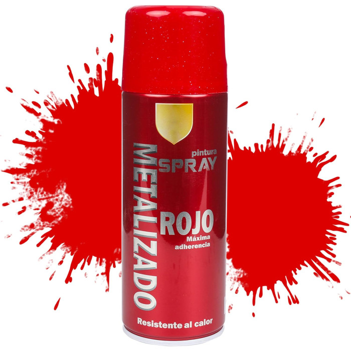 Pintura Spray Multicolor Profesional 400ml Adecuado Metal Madera y Plástico - Color Rojo Metalizada (Paquete de 1)
