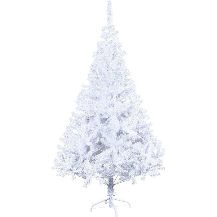 Árbol de Navidad artificial, 210 cm, PVC resistente al fuego, montaje rápido, , color blanco