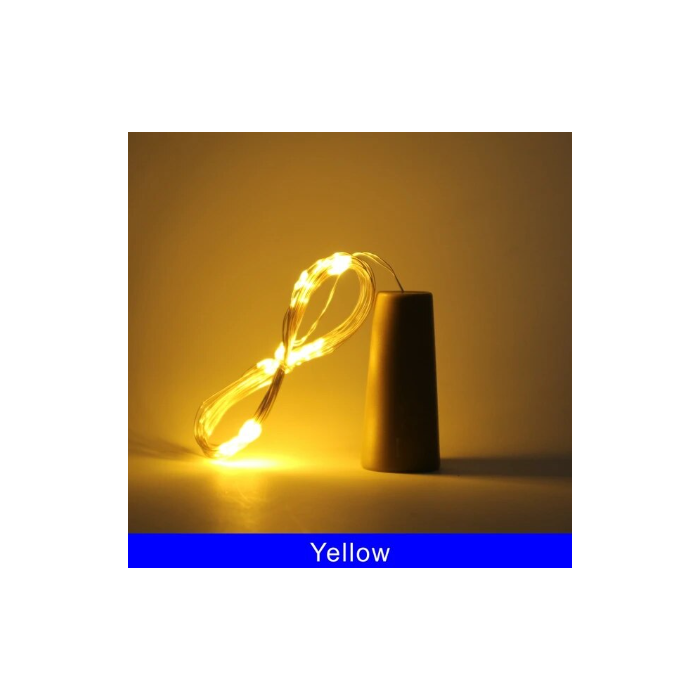 Luces nocturnas para botella, luces de corcho, cadena de luces estrelladas para botella de vino, 2 m Amarillo