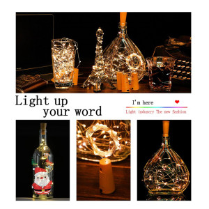 Luces nocturnas para botella, luces de corcho, cadena de luces estrelladas para botella de vino, 2 m Amarillo