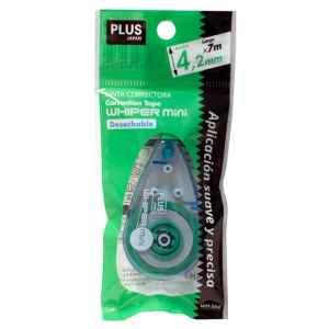 Corrector en Cinta Plus Whiper Mini 4,2mm x 7m Verde Blister /1 ud