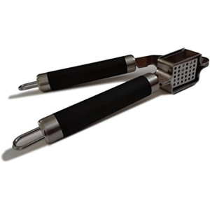 Prensa Ajos - Acero Inoxidable - Mango Tacto Silicona -Negro y Plata