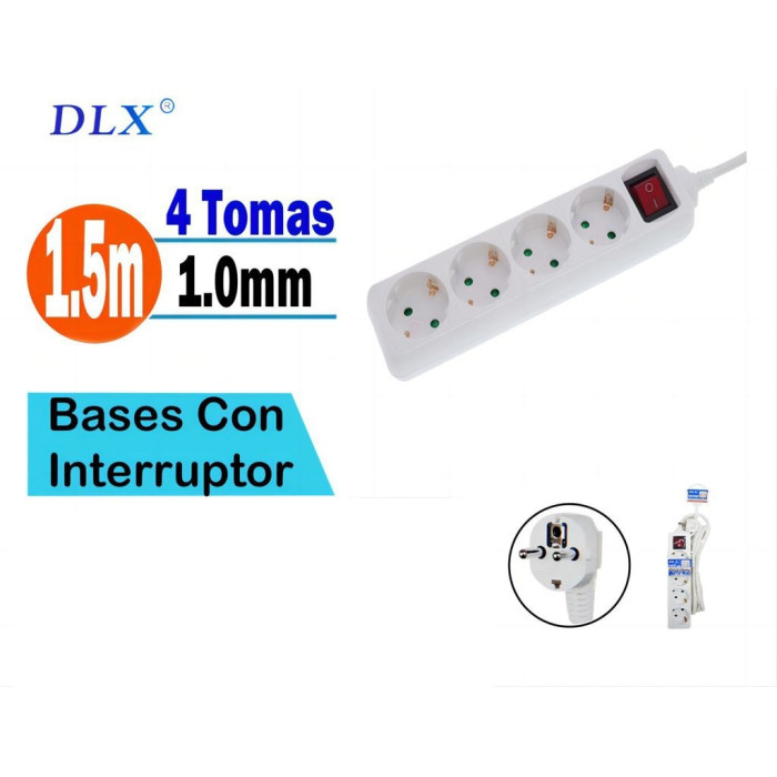 Regleta alargador de 4 enchufes con cable de 1.5 metros